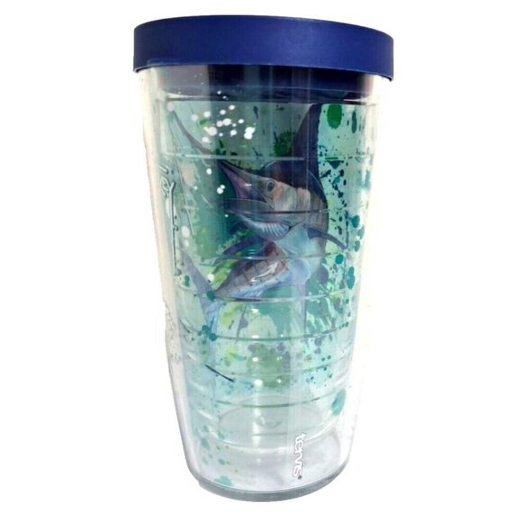 TERVIS 16 oz Guy Harvey Blue Marlin Tumbler with Blue Lid - Picture 2 of 7